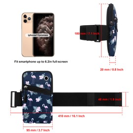 HAWEE Cell Phone Armbands Pouch for Women Running Bag Compatible with Cellphone 6.28 Inches Full-Screen, Flamingo
