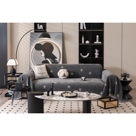 Flower Couch Cover Sofa Covers Thick Chenille Couch Cover Blanket for Sectional Loveseat Recliner 3/4 Cushion Couches Pet-Friendly Anti-Slip Stretchable Sofa Slipcovers Furniture Protector 71x150 Inch