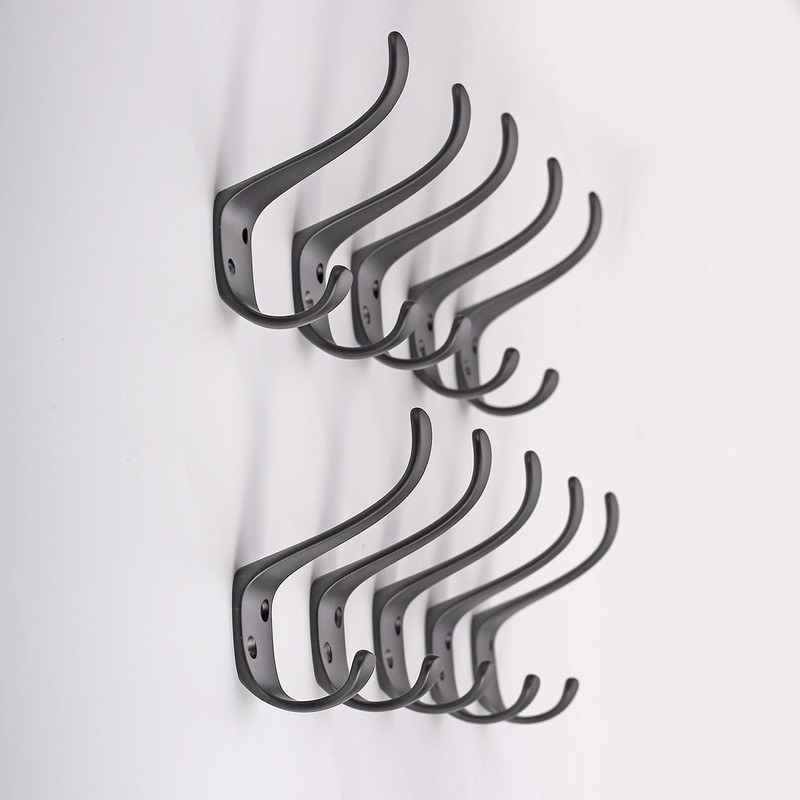 Wall Mounted Elegant Decorative Heavy Duty Double Coat Hooks,10 Pack