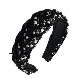 1 Piece Crystal Decorated Headbands Wide Rhinestone Hair Band Bling Diamond Hair Bands Non-Slip Pearl Headbands for Women