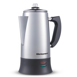 Elite Gourmet EC924 Electric Coffee Percolator, BPA Free, Keep Warm, Clear Brew Progress Knob, Cool-Touch Handle, Cordless Serve, 12-Cup, Stainless Steel