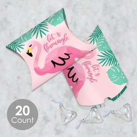 Big Dot of Happiness Pink Flamingo - Favor Gift Boxes - Tropical Summer Party Petite Pillow Boxes - Set of 20