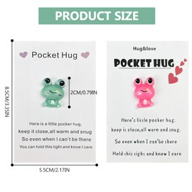 2PCS Frog Gifts Mini Frogs Pocket Hug Tiny Frogs Leaving Gifts Little Pocket Hug Resin Animals Bereavement Gifts Friendship Gifts for Women Men Miniature Ornaments Frog Toy(Red Green)