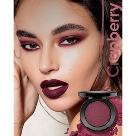 HOOMUSS Single Berry Eyeshadow Shimmer, Handmade Pressed Eyeshadow Palette Long Lasting With No Creasing, Intense Color Pigmented Dark Red Eye Shadow (Cranberry)
