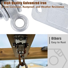 Wishtofly Heavy Duty Swing Hangers with Locking Snap Hooks, Swing Hardwares for Porch, Patio, Playground, Indoor and Outdoor, 2400 lb Capacity, Screws and Bolts Included, 4 Pack
