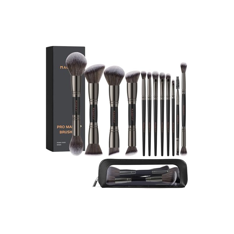 MAGEFY 12 Piezas Brochas para Maquillaje de Doble Función y