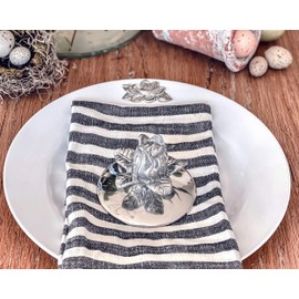 Arthur Court 4-Piece Pewter Magnolia on Heavyweight and Durable Melamine Plate, for Indoors Outdoors Use, Party and Everyday Use - Ocean Tableware 10 inch Diameter