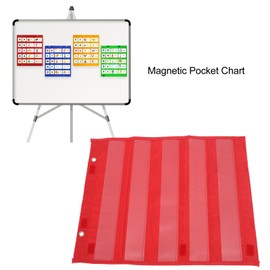 Magnetic Pocket Chart for Class, Nylon Learning Tool Teaching Aids Magnetic Chart Pocket Chart for Teachers for Classroom Activities (Red)