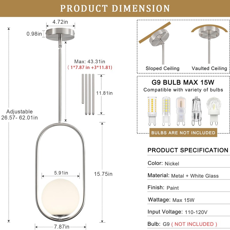 Modern Pendant Lights Kitchen Island Brushed Nickel Pendant Lighting 2