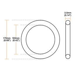 sourcing map Pack of 1 Nitrile Rubber O-Rings 170 mm AD 163 mm ID 3.5 mm Wide Seal