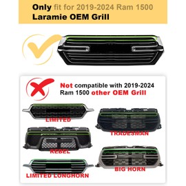 OKLSG LED Grille Lights for 2024-2019 Dodge Ram 1500 Laramie Accessories Raptor Lights OEM Grill Warning Lights Bar,6pcs (Yellow)