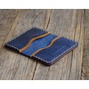 Brown and Blue Leather ID Card Holder Wallet Durable Storage