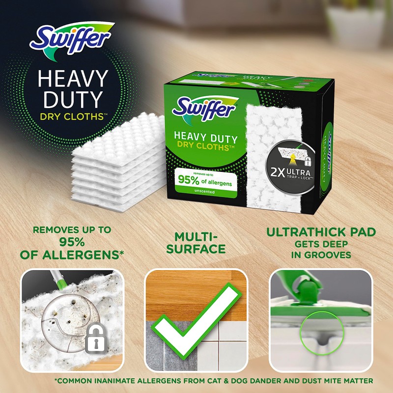 Swiffer Sweeper Heavy Duty Dry Multi-Surface Cloth Refills for Floor