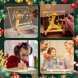 LED Note Board with 7 Colors Pen, Magic Note Board Glowing Acrylic Message Marker Board with Light, LED Drawing/Writing Board Light Up Dry Erase Board with Stand for Office School Home