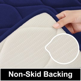 Colorxy Memory Foam Bathroom Rugs, Ultra Soft & Non-Slip Bath Mat, Water Absorbent and Machine Washable Shower Bath Runner Rug for Kitchen Bathroom Floor Carpets, 47''x17'', Navy Blue