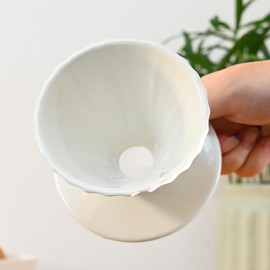 Ceramic Pour Over Coffee Dripper Size 01 with 400ml Glass Coffee Pot | Porcelain Cone Brewer for V60 | Pour Over Coffee Maker | Filter Size 1 (White, 1-2 Cups)