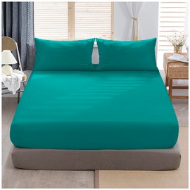 Premium King Size Extra Deep Fitted Sheet Teal - Extra Deep Pocket Bed Sheet 16 Inch 40 Cm - Non Iron Polycotton Deep King Size Fitted Sheet, 152X203Cm
