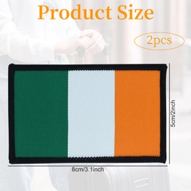 2 Pcs Republic of Ireland Patches,Irish Flag Hook and Loop Embroidered Patch,Ireland National Emblem Patch for Football Backpack Caps Uniform Vest Clothes