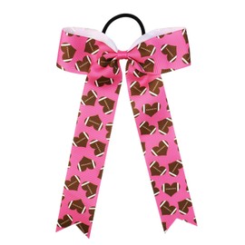 Football Hair Bow Ties for Women Cheer Hair Elastic Pink Ribbon Hair Ties Love-Shaped Football Hair Bows 10in Length Big Bow Ties for Girls Valentines Ponytail Holder Football Hair Accessories 1Pcs