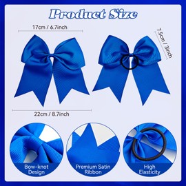 J.CARP Hair Bows Hair Ribbon, Bow Hair Ties, Ribbon Hair Bows for Women Girls Kids, Elastics Hair Scrunchies for Thick Thin Hair 4PCS Blue