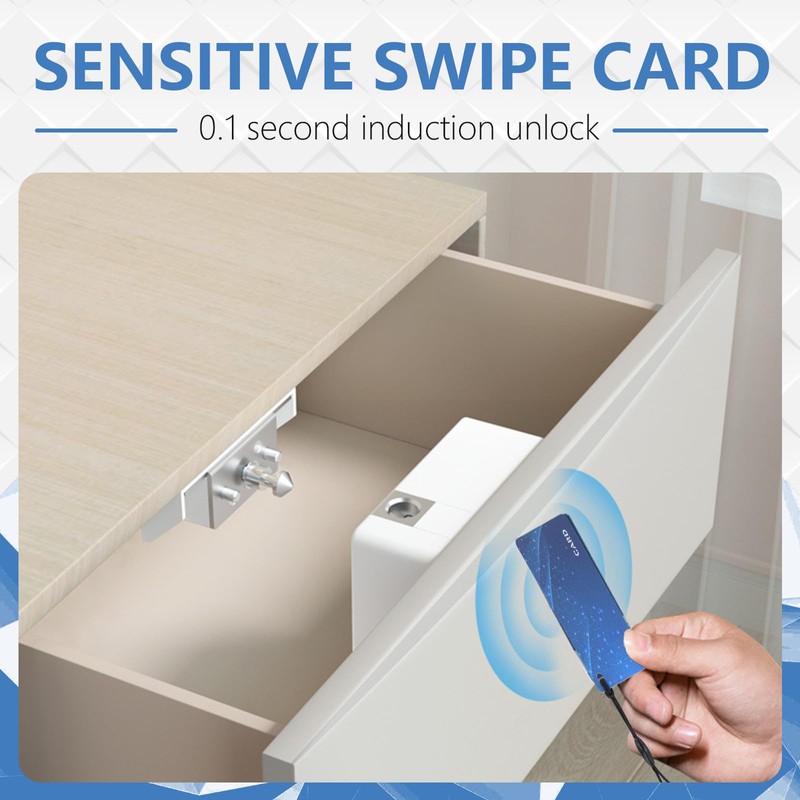 Smart Cabinet Lock, Electronic Cabinet Lock with Card, Hole-Free Invisible