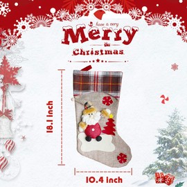 18" Classic Christmas Stockings, Big Size Christmas Stocking Snowman with for Party Decoration and Party Accessory(1 Pack-Santa Claus)