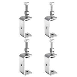 sourcing map 4pcs 304 Stainless Steel C Clamps 2.56" (65mm) Wide Jaw Opening Wood Clamps Metal U Beam Clamp for Woodworking Welding Building Household Mounting