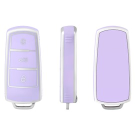 OFFCURVE Car Key Cover Car Key Case Key Fob Cover Car Key Protector Compatible with VW Volkswagen CC Passat B6 B7 3C CC GTI Alltrack Variant Magotan B5 Cady Golf Polo Sharan (Purple Silver)