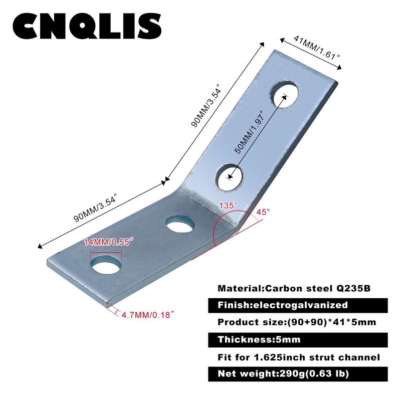CNQLIS 1-5/8" Strut Channel Angle Bracket Strut Fitting with 4