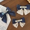 Blue Denim Hair Bow Clips Girls Denim Bowknot Pin Girls