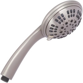Aqua Elegante 1.8 GPM Handheld Shower Head, Brushed Nickel, Self-Cleaning Nozzles, 6 Settings, BPA Free