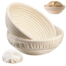 Bread Proofing Baskets for Sourdough Bread Baking Round Shaped Dough Proofing Bowls with Liners Perfect for Professional & Home Sourdough Bread Baking (10 inch set of 2)