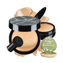 Mushroom Head Air Cushion CC Cream - BB Cream Face Makeup Foundation with Power Puff for Mature Skin Moisturizing Concealer Brighten， Even Skin Tone for All Skin Types (Buff Beige)