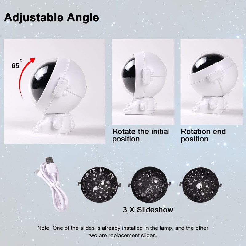 URAQT Astronaut Light Projector, 360° Adjustable Astronaut Starry Night Light
