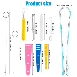 12pcs Drawstring Threader Tools, Flexible Elastic Drawstring Threaders Needle Plastic Puller Turner Clip Tube Cord DIY Loop Rope Sewing Tool for Easy Hoodie Jacket Pants Accessories Supplies
