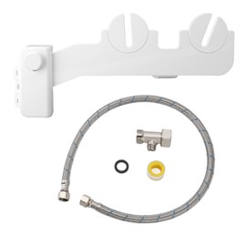 Bidet Attachment Self Cleaning Adjustable Water Pressure Dual Nozzle Ultra Slim Button Control Toilet Seat Attachment 9/16in 15/16in Tee North American