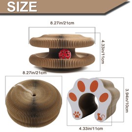 WAURCSY Magic Organ Cat Scratcher Pad with Bell-Ball, Foldable Cat Cardboard Lounge Bed, Interactive Cat Butler for Cat Scratching, Mental Physical Training Exercise for Indoor Kitty Toys (2)