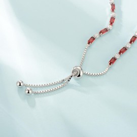 Cranmadia Sterling Silver July Birthstone Ruby Tennis Bracelets for Women Tennis Bolo Bracelet Fashion Jewelry Anniversary Birthday Gifts for Women Mom Wife Her