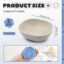 The Dipping Bowls Set of 6, 4.7 Oz Serving Prep Dipping Bowls, 3.7" x 1.1" Mini Dessert Sauce Plastic Bowls Reusable, Small Bowls for Side Dishes Snack Condiment (3 Colors)