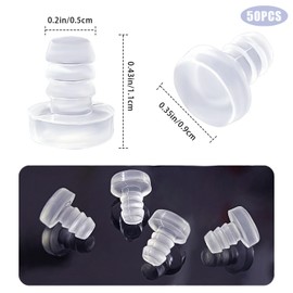 50 Pcs 5mm Glass Top Table Bumpers with Stem, Anti Slip Patio Table Spacers Table Top Spacers Soft Clear Rubber Grippers Stem Bumper Glides for Furniture Cabinet Door for 3/16 Inch Holes