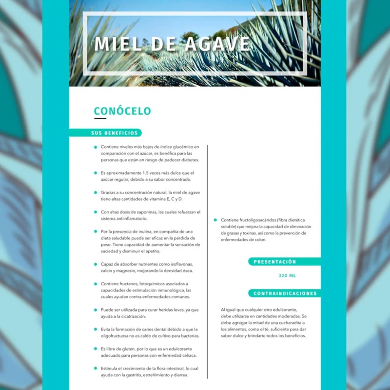 Endulzante Natural, Miel 100% De Agave - 690 Gramos