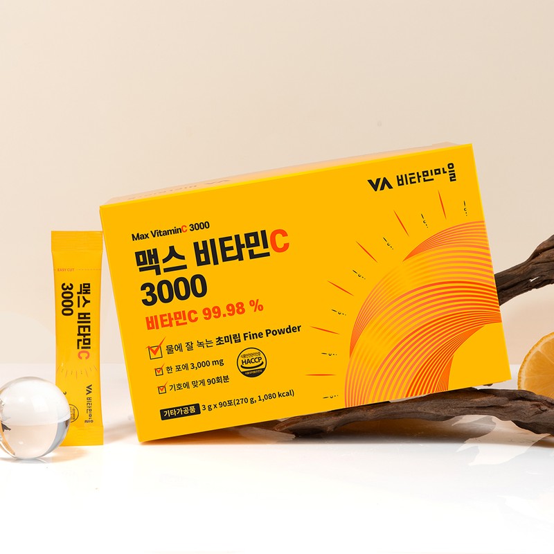 Vitamin Village Max Vitamin C 3000 powder, 90 packets for