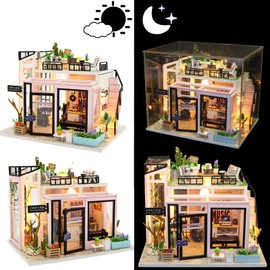 Spilay DIY Miniature Dollhouse Kit with Wooden Furniture,DIY Dollhouse Kit with Dust Proof and Music Movement,1:24 Scale Creative Room for Romantic Valentine's Gift(Time Studio)