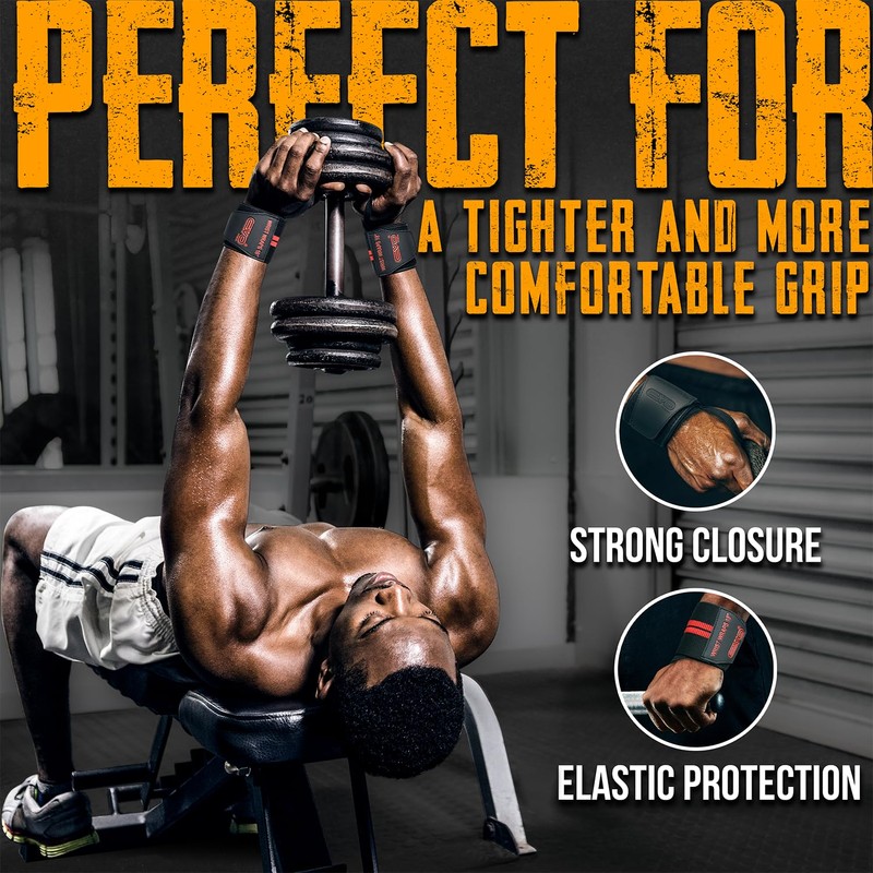 EVO Fitness Pair of 18” Deep Black Weight Lifting Wrist