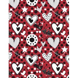 Heart and Stars Design Composition Notebook - 8.5 x 11 Inches, 150 Pages, College Ruled: Fun and Playful Journal for School or Work