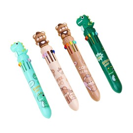Bombinate 10 Colors Ballpoint Pen Oil Based Ball Pen Animal Stationery Set of 4 0.5mm Multifunction