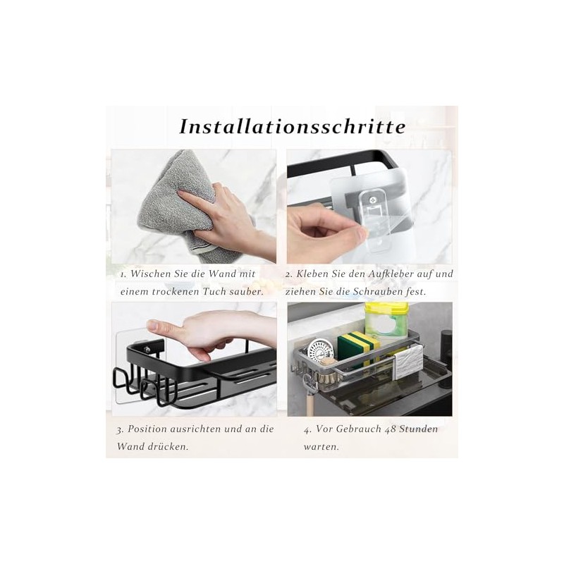 Hanging Sink Organiser, Sink Organiser with Drain Pan, Kitchen Sponge