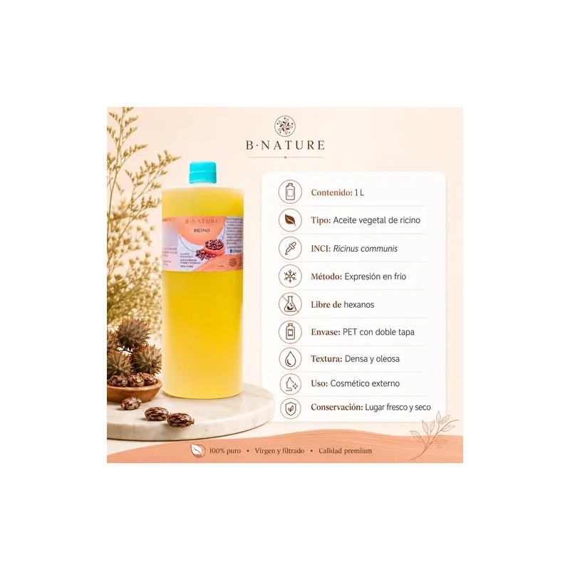 Aceite De Ricino 100% Puro B Nature 1 L
