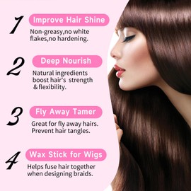 PasaRose Hair Wax Stick, Slick Back Styling Set for Puffs and Wigs - 4 Combs: Edge Brush, Rat Tail for Separation, Loose Hair Brush, Non-Greasy Finish for Styling