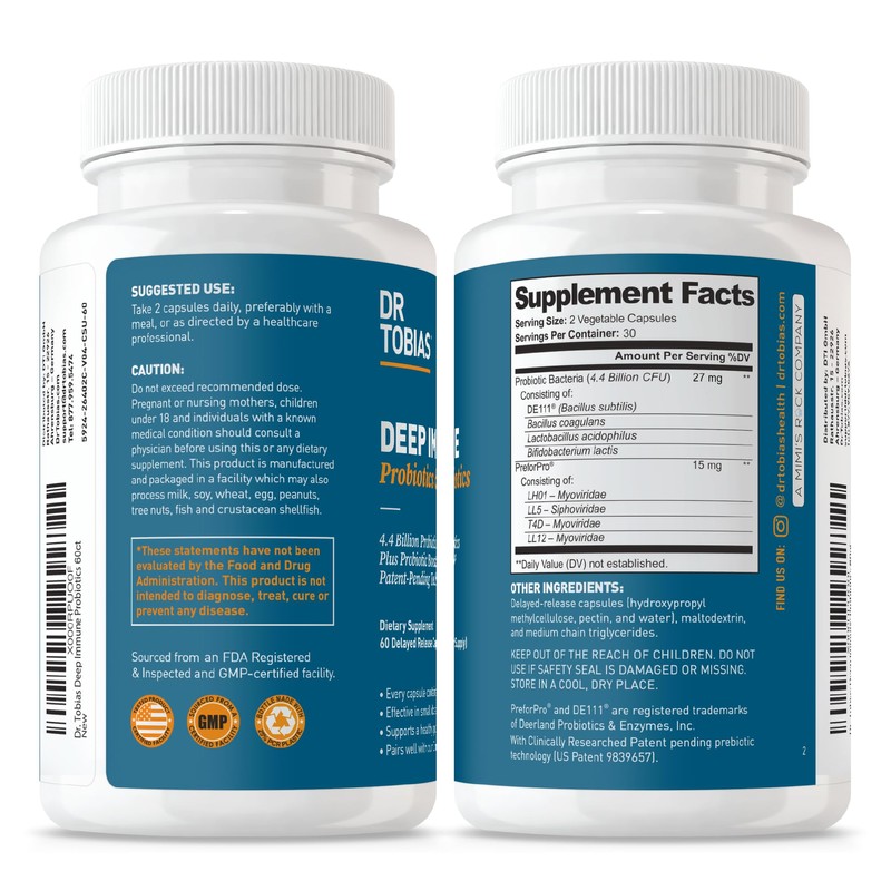 Dr. Tobias Deep Immune Probiotics & Prebiotics, Dual Action Digestion